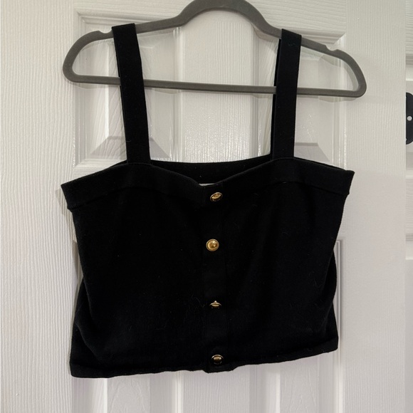 Michael Kors Black Tank Top with Gold Buttons - Picture 1 of 3